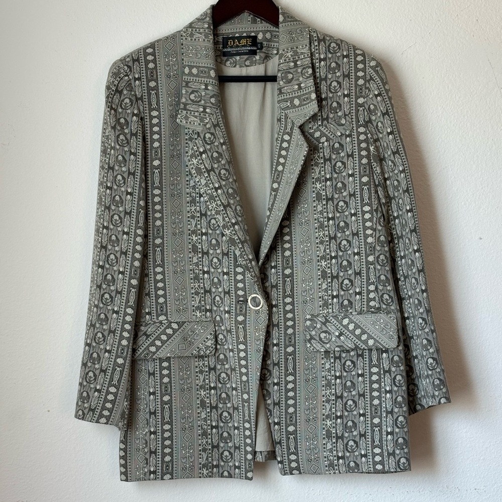 DAME Vintage Geometric Gray Blazer